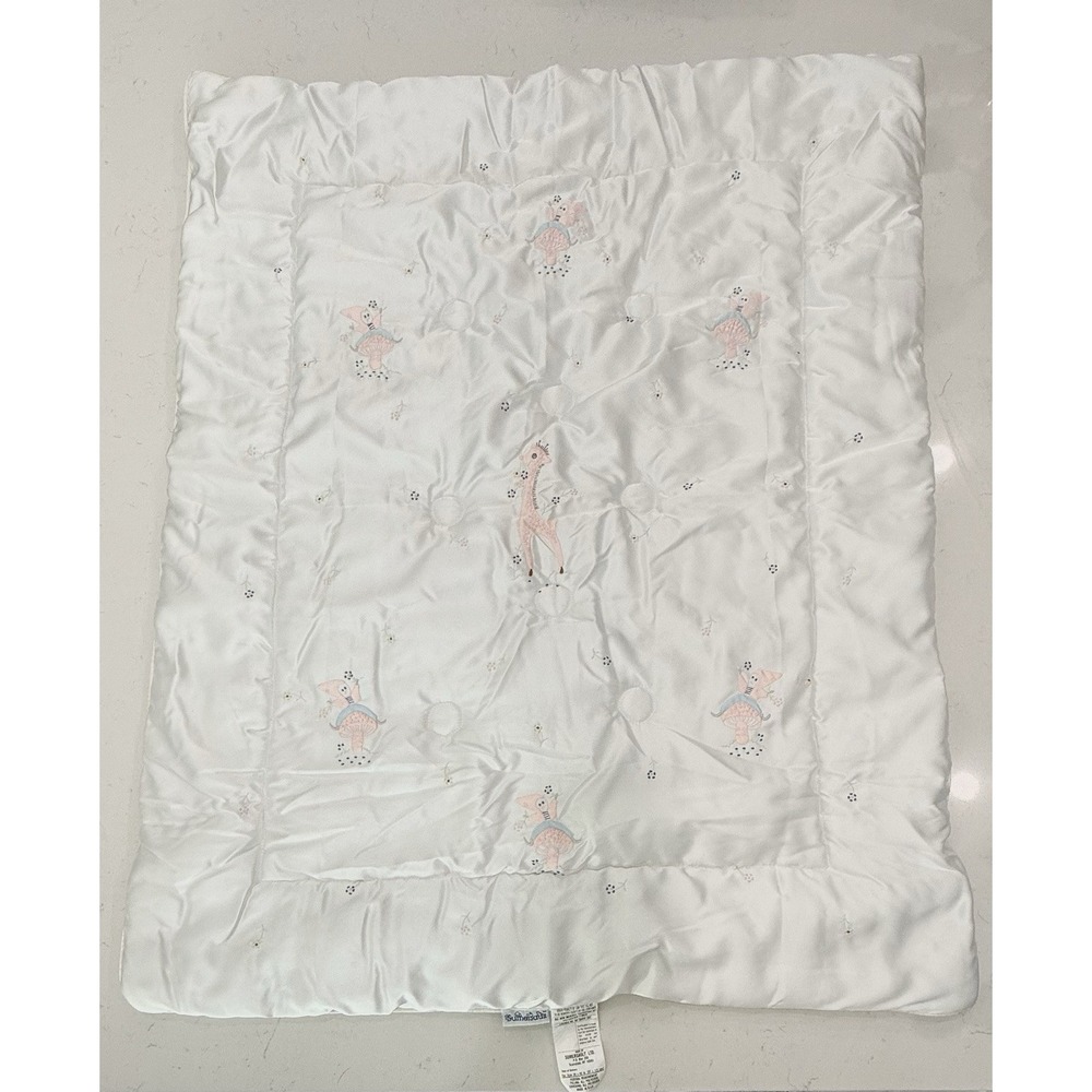 Vintage Sumersault Baby Crib Blanket 38x48 Embroidered Giraffe Mushroom Flowers